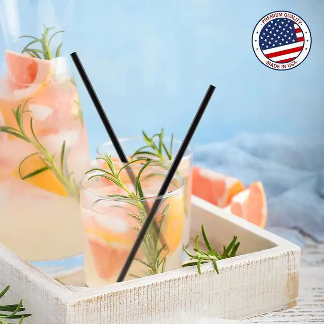 Alt view image 6 of 7 - 200 PCS Black Plastic Disposable Drinking Straws | 10.23" x 0.24" | Unwrapped Straws Plastic for Party, Home, Travel | BPA-Free | Value Pack | Made in USA