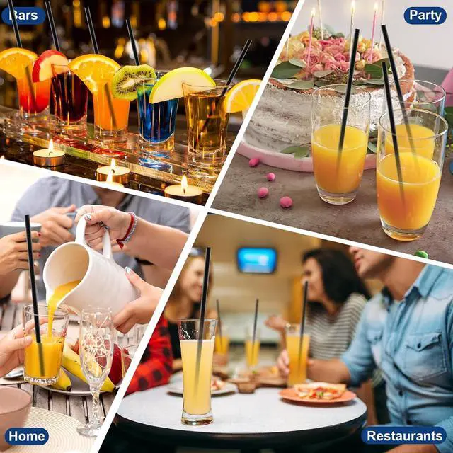 Alt view image 7 of 7 - 200 PCS Black Plastic Disposable Drinking Straws | 10.23" x 0.24" | Unwrapped Straws Plastic for Party, Home, Travel | BPA-Free | Value Pack | Made in USA