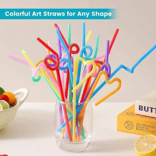 Alt view image 4 of 7 - 100 PCS Flexible Bendy Plastic Straws, 12.8" Extra Long Colorful Disposable Straws for Party Decorations, Fits 60 oz Tumblers & Large Cups