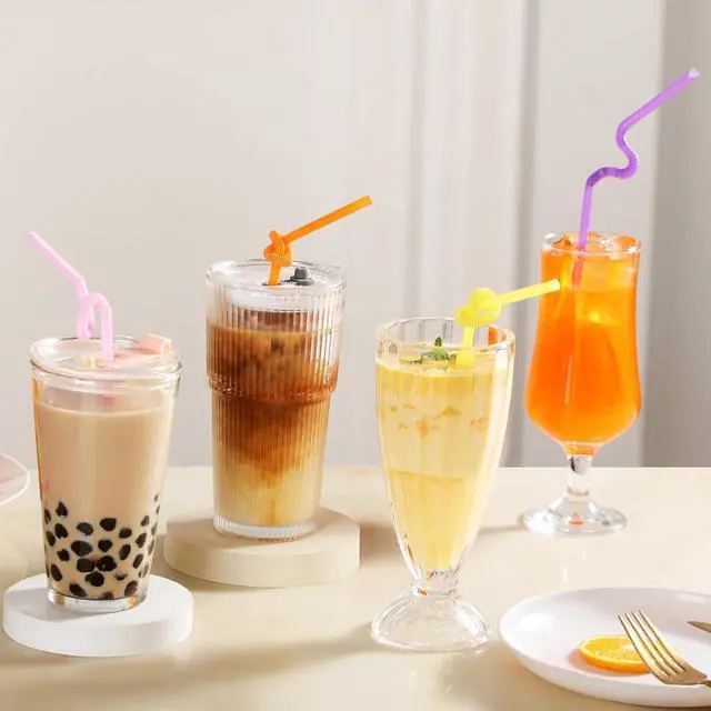 Alt view image 7 of 7 - 100 PCS Flexible Bendy Plastic Straws, 12.8" Extra Long Colorful Disposable Straws for Party Decorations, Fits 60 oz Tumblers & Large Cups