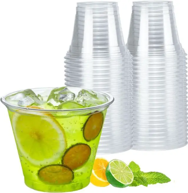 Main image of Artpreti 50 Pack 9 oz Clear Plastic Cups - Disposable for Iced Coffee, Cold Beverages, Wine - Wedding & Party Drinking Cups