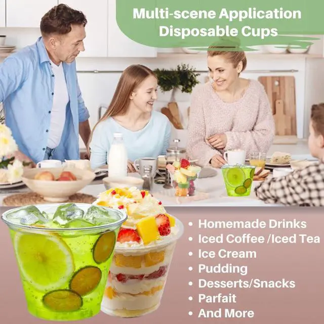 Alt view image 2 of 6 - Artpreti 50 Pack 9 oz Clear Plastic Cups - Disposable for Iced Coffee, Cold Beverages, Wine - Wedding & Party Drinking Cups