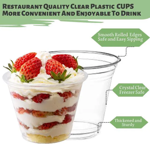 Alt view image 3 of 6 - Artpreti 50 Pack 9 oz Clear Plastic Cups - Disposable for Iced Coffee, Cold Beverages, Wine - Wedding & Party Drinking Cups