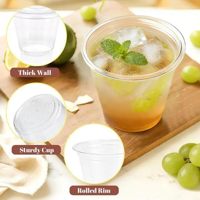 Alt view image 3 of 7 - Clawsoff 50 Pack 9 oz Clear Plastic Cups Disposable Cocktail Cups No Lids