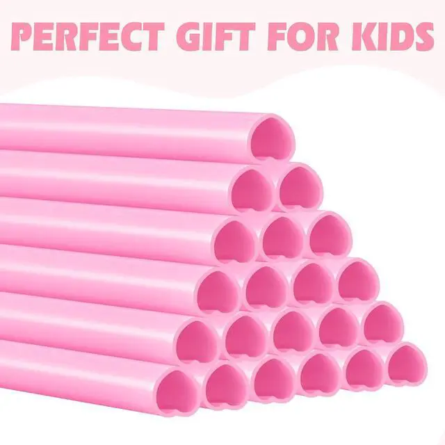 Alt view image 4 of 7 - 100 Pcs Heart Straws Disposable Plastic Straw Pink straws Individually Wrapped Valentines Day Cocktail Birthday Party Bridal Shower Wedding Supplies hello kitty party decorations