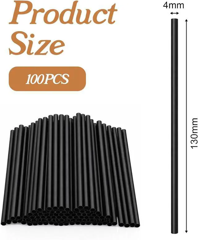 Alt view image 2 of 7 - 100 Pcs Black Cocktail Straws, 5.12 Inch Short Disposable Plastic Drink Straws Small Short Drinking Straw for Whiskey Bar Club Cocktail Cold Drinks, Cups Travel Mugs Crafts Home Bars Use