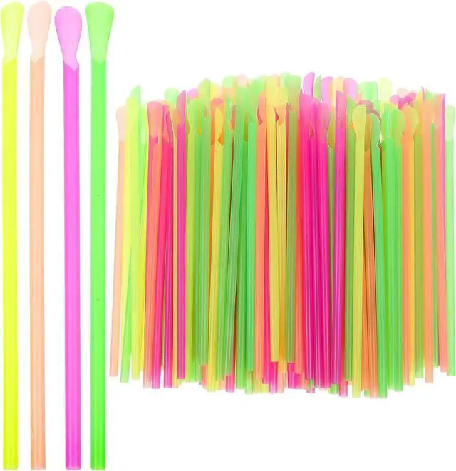 Main image of SHERCHPRY 150Pcs Disposable Spoon Straws for Slushy and Snow Cone Drinks Plastic Spoon Straws for Milkshake Smoothie Cups 7.9 Inch Clear
