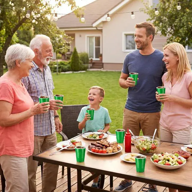 Alt view image 5 of 7 - Glotoch Green Disposable Plastic Party Cups 12 oz, 50 Count