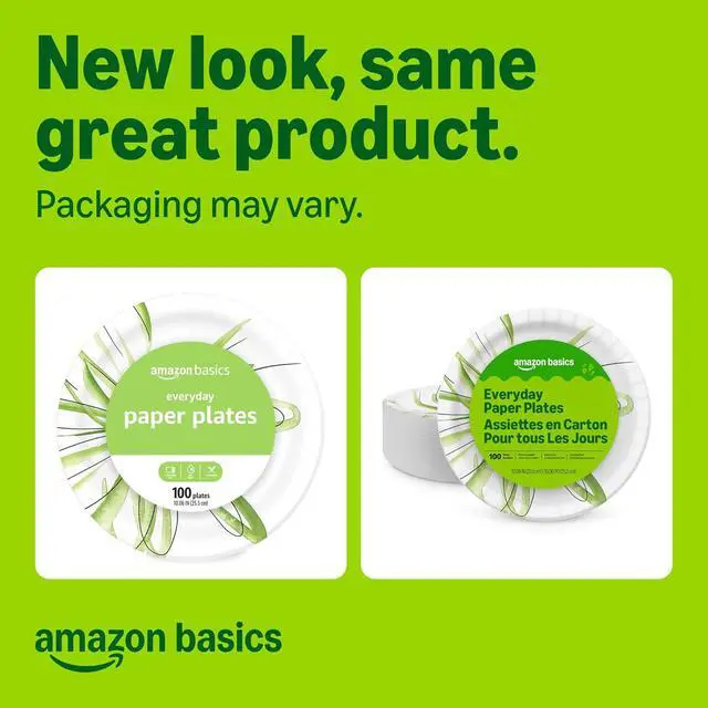 Alt view image 2 of 6 - Amazon Basics Everyday Paper Plates, 10 Inch, Disposable, 100 Count, Packaging May Vary