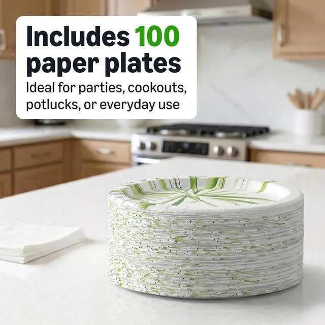 Alt view image 5 of 6 - Amazon Basics Everyday Paper Plates, 10 Inch, Disposable, 100 Count, Packaging May Vary