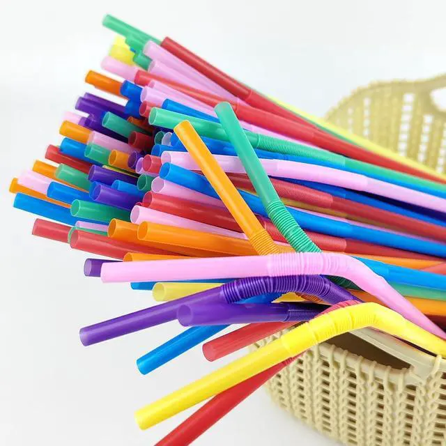 Alt view image 3 of 7 - 200 PCS 0.23 inches in Diameter 13 inch Extra Long Straws Flexible Plastic, Colorful Disposable Bendy Party Fancy Straws Party Decorations (200, Multicolor)