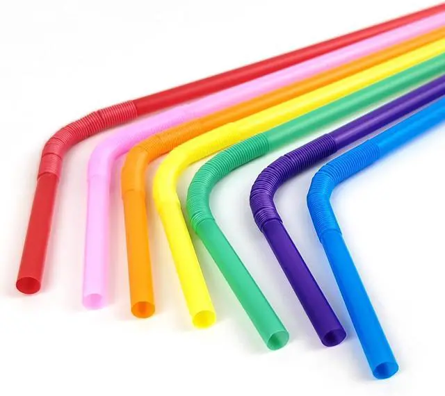 Alt view image 6 of 7 - 200 PCS 0.23 inches in Diameter 13 inch Extra Long Straws Flexible Plastic, Colorful Disposable Bendy Party Fancy Straws Party Decorations (200, Multicolor)