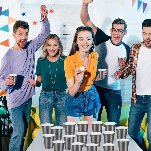 Alt view image 3 of 7 - 240 Pack 2 oz Grey Plastic Shot Glasses Happy New Year Shot Glasses Grey Shot Cups for Wedding Party, Graduation Party, Summer Beer Taste Serving, Snacks