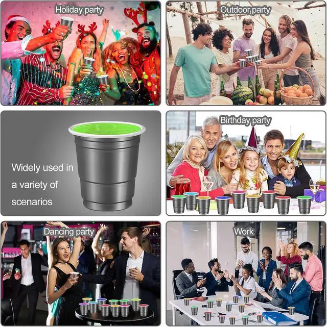 Alt view image 7 of 7 - 240 Pack 2 oz Grey Plastic Shot Glasses Happy New Year Shot Glasses Grey Shot Cups for Wedding Party, Graduation Party, Summer Beer Taste Serving, Snacks