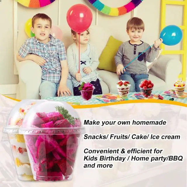 Alt view image 4 of 6 - 9 oz Clear Plastic Cups with Dome Lids - Dessert Cups with Lids(25 Sets), PET Disposable Party Cups (NO HOLE), Parfait Crystal for Pudding/Ice Cream/Cupcake