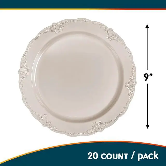 Alt view image 4 of 5 - Silver Spoons Classic Cream Disposable Plastic Salad Plates - 9" (Pack of 20) - Ideal for Weddings, Parties & Special Occasions