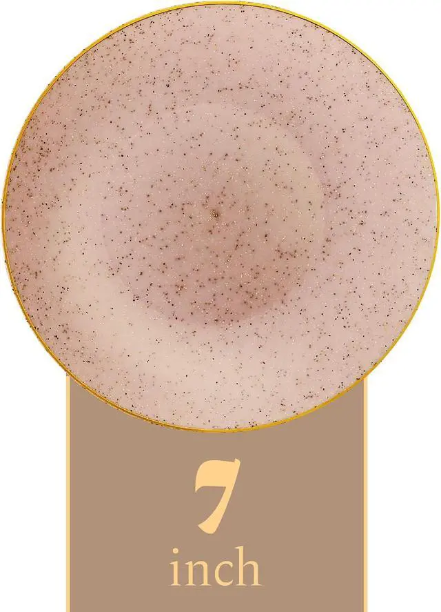 Alt view image 4 of 7 - PLASTICPRO 30 Pack Disposable Plastic Plates Heavyweight Granite Look Elegant 7 inch Dinner Plates Pink with Gold Rim