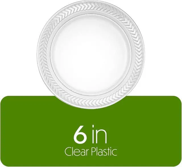 Alt view image 5 of 7 - PLASTICPRO 80 Pack Clear Plastic Plates 6 Inch Durable Disposable Plastic Dinner Plates for Parties Events BBQ