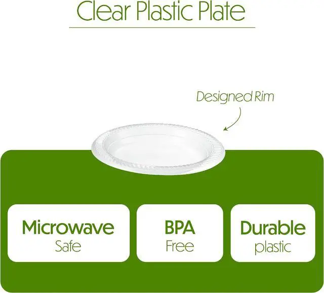 Alt view image 6 of 7 - PLASTICPRO 80 Pack Clear Plastic Plates 6 Inch Durable Disposable Plastic Dinner Plates for Parties Events BBQ