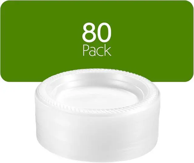 Alt view image 7 of 7 - PLASTICPRO 80 Pack Clear Plastic Plates 6 Inch Durable Disposable Plastic Dinner Plates for Parties Events BBQ