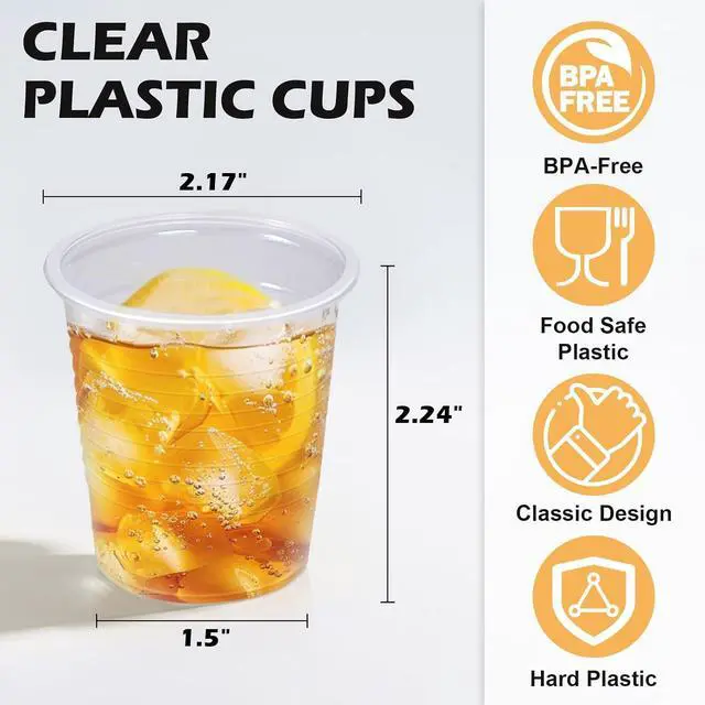 Alt view image 2 of 6 - Clawsoff 100 Pack 3 oz Plastic Cups Disposable Clear Small Mouthwash Cups