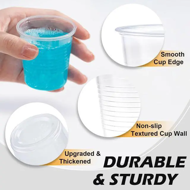 Alt view image 3 of 6 - Clawsoff 100 Pack 3 oz Plastic Cups Disposable Clear Small Mouthwash Cups