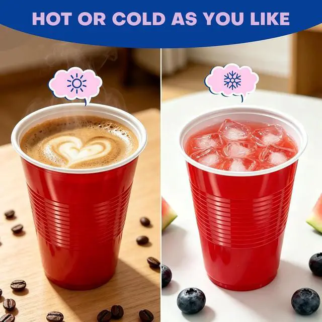 Alt view image 5 of 7 - Disposable Cups, 50 Count 18 Oz BPA Free Plastic Cups, Perfect for Birthday, Picnic, Indoor and Outdoor Event, Stackable, Reusable, Disposable Round Beverage Drinking Cups
