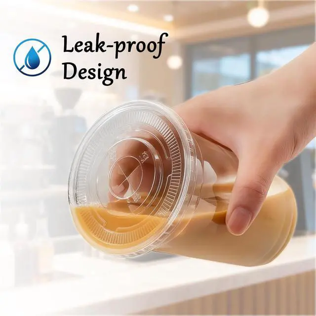 Alt view image 4 of 7 - 25 Pack 16oz Leak-Proof Clear Plastic Cups with Lids and Straws