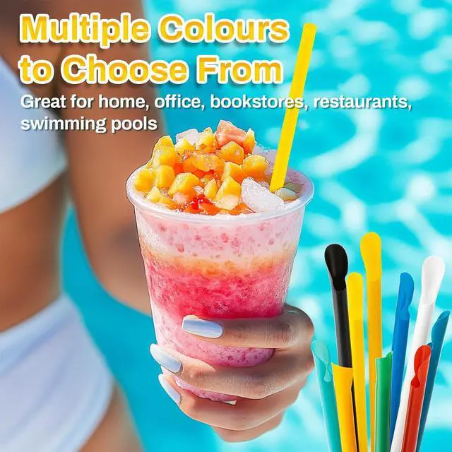 Alt view image 5 of 6 - RAINFLOW 60PCS Snow Cone Spoon Straws - Individually Wrapped Slushie Straws