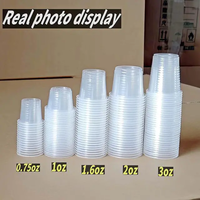 Alt view image 2 of 7 - 200 pcs Mini Plastic Shot Glasses Disposable Small CupsClear Communion Cup for Sample Tasting,Little 1oz-1.5-2-3 Ounce Mouthwash Cups Tiny (200, 0.75OZ)