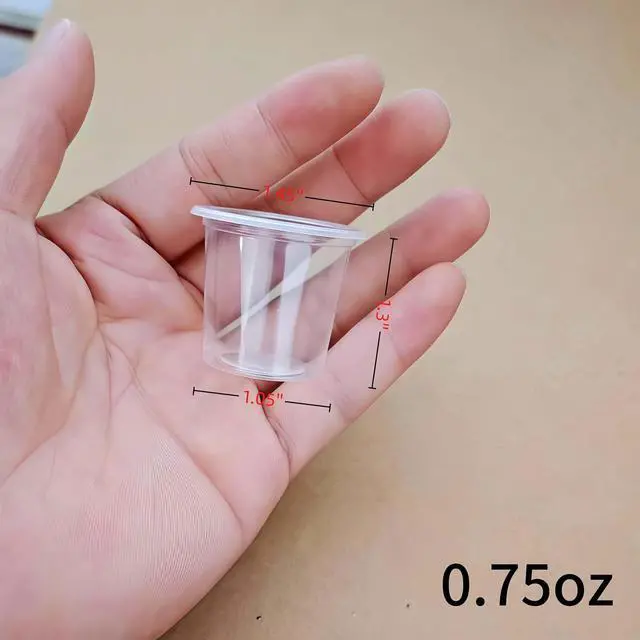 Alt view image 3 of 7 - 200 pcs Mini Plastic Shot Glasses Disposable Small CupsClear Communion Cup for Sample Tasting,Little 1oz-1.5-2-3 Ounce Mouthwash Cups Tiny (200, 0.75OZ)