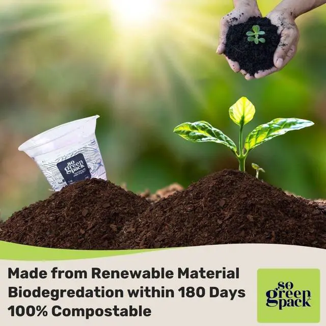 Alt view image 3 of 7 - Eco-Friendly PLA Compostable 9oz Cups (50 Pieces) Biodegradable Disposable Party Cups for Drinks, Snacks & Desserts