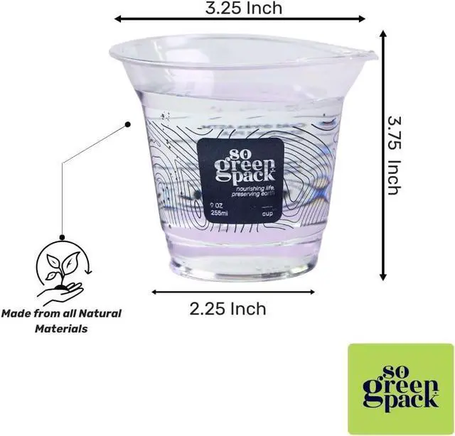 Alt view image 4 of 7 - Eco-Friendly PLA Compostable 9oz Cups (50 Pieces) Biodegradable Disposable Party Cups for Drinks, Snacks & Desserts