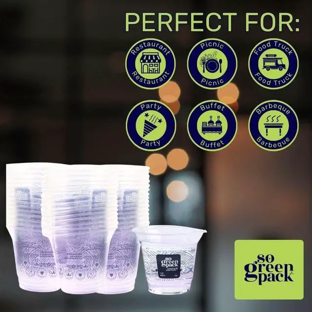 Alt view image 5 of 7 - Eco-Friendly PLA Compostable 9oz Cups (50 Pieces) Biodegradable Disposable Party Cups for Drinks, Snacks & Desserts