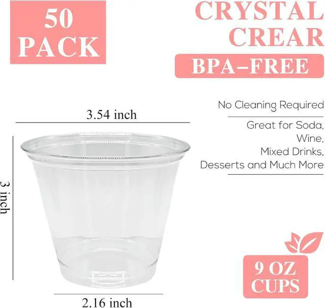 Alt view image 2 of 7 - Qyyiguf 50 Pcs 9 Oz Reusable Plastic Dessert Cups with Flat Lids,Cold Party Drinking Cups for Coffee,Fruit,Ice Cream,Iced Cold Drinks,BBQ,Thanksgiving,Halloween,Juice Party(No Hole)