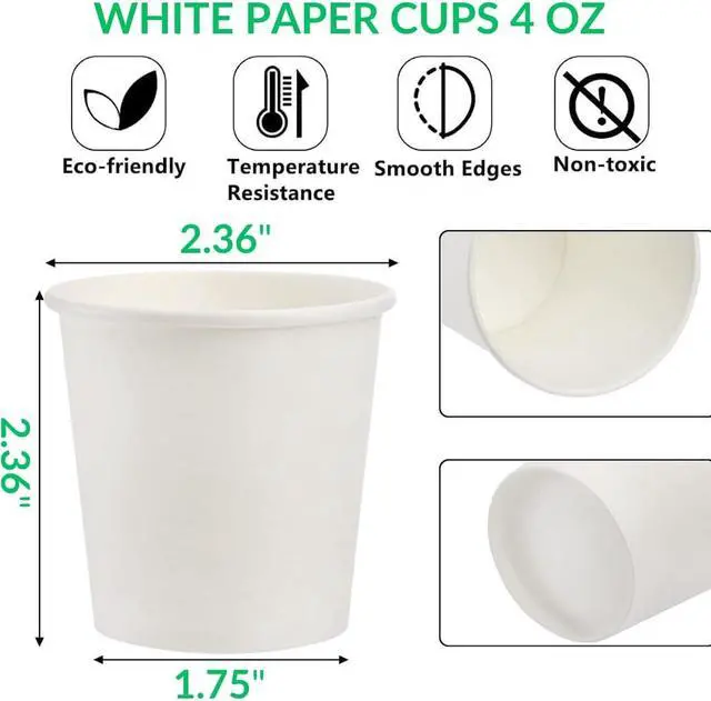 Alt view image 2 of 7 - Lakesstory 50 Pack 4 oz White Paper Cups Disposable Hot & Cold Drinking Cups for Coffee, Tea, Water, Juice, Bathroom, Mouthwash, Espresso Ideal for Home, Office, Party, Travel Use