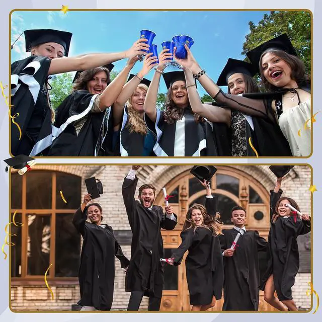 Alt view image 6 of 6 - Yinder 48 Pcs Disposable Graduation Party Plastic Cups, 16 oz Graduations Decorations 2026 Grad Stadium Cups, Hot Cold Drinks for Graduation Party Favors (Blue and Gold)