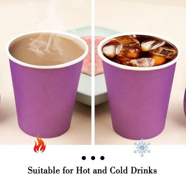 Alt view image 4 of 7 - 50 Pack 8oz Purple Paper Cups Disposable Paper Coffee Cups