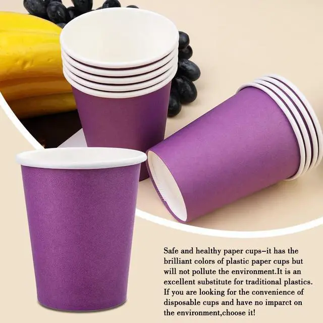 Alt view image 5 of 7 - 50 Pack 8oz Purple Paper Cups Disposable Paper Coffee Cups