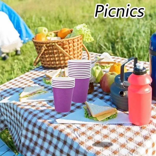Alt view image 6 of 7 - 50 Pack 8oz Purple Paper Cups Disposable Paper Coffee Cups