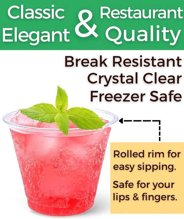 Alt view image 3 of 7 - Aatriet 9 oz Clear Plastic Cups, 50 Pack Classic Clear Disposable Wine Cups for Wedding & Party, Elegant Cocktail Cup, Plastic Tumblers for Iced Coffee, Cold Beverage