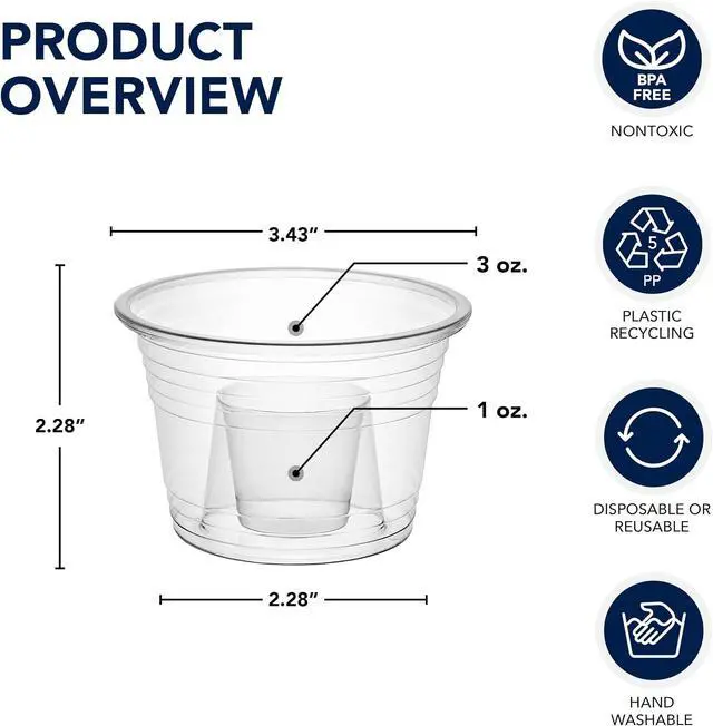 Alt view image 2 of 7 - Party Essentials Plastic Bomber Cups, Jager Bomb Shot Glasses, 3 oz. Clear, 50 Ct
