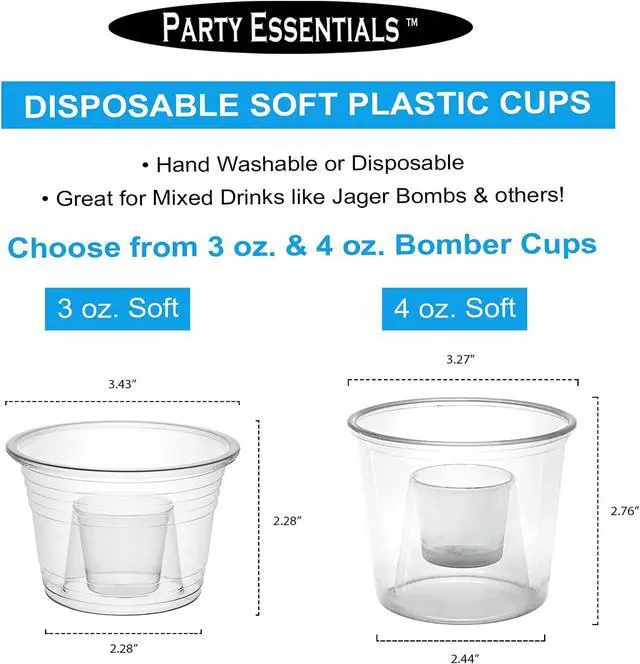 Alt view image 6 of 7 - Party Essentials Plastic Bomber Cups, Jager Bomb Shot Glasses, 3 oz. Clear, 50 Ct