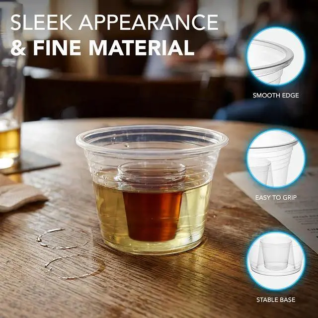 Alt view image 7 of 7 - Party Essentials Plastic Bomber Cups, Jager Bomb Shot Glasses, 3 oz. Clear, 50 Ct