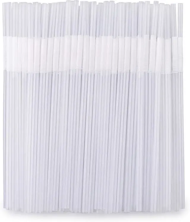 Main image of 100 Pcs Individually Paper-Wrapped Clear Plastic Straws, 10.2'' Long, 0.23'' Diameter Disposable Drinking Straws, Perfect for tall cups or tumblers.