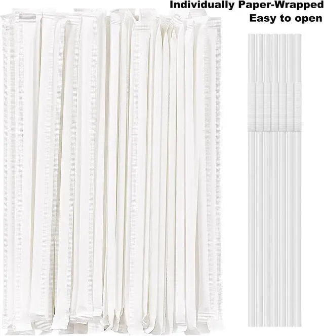 Alt view image 2 of 7 - 100 Pcs Individually Paper-Wrapped Clear Plastic Straws, 10.2'' Long, 0.23'' Diameter Disposable Drinking Straws, Perfect for tall cups or tumblers.