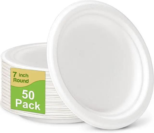 Main image of Small Paper Plates 7 inch, 50 Pack Disposable Dessert Plates