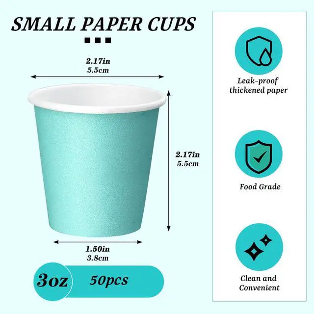 Alt view image 2 of 7 - 50 Pack 3 oz Paper Cups, Blue Bathroom Cups, Mouthwash Cups