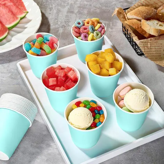 Alt view image 6 of 7 - 50 Pack 3 oz Paper Cups, Blue Bathroom Cups, Mouthwash Cups