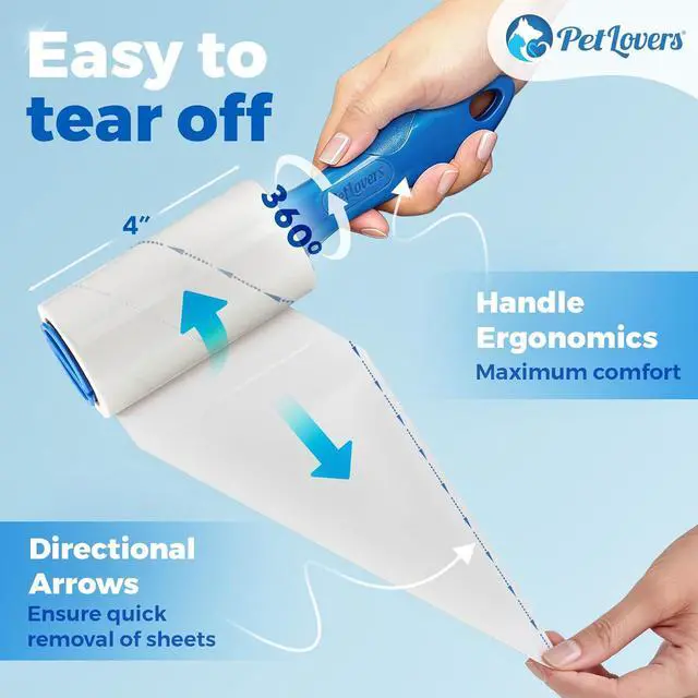 Alt view image 6 of 7 - PetLovers Extra Sticky Lint Roller Value Set 270 Sheets for Pet Hair Removal and Clothes, Dog and Cat Lint Remover, 3 Pack